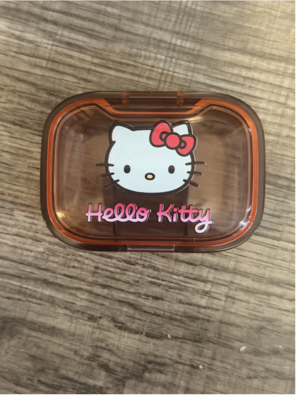 #HK-334 Hello Kitty 3 compartment Pill Box - Rust Color